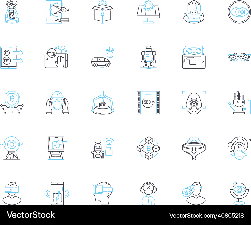 Cyber technology linear icons set encryption Vector Image