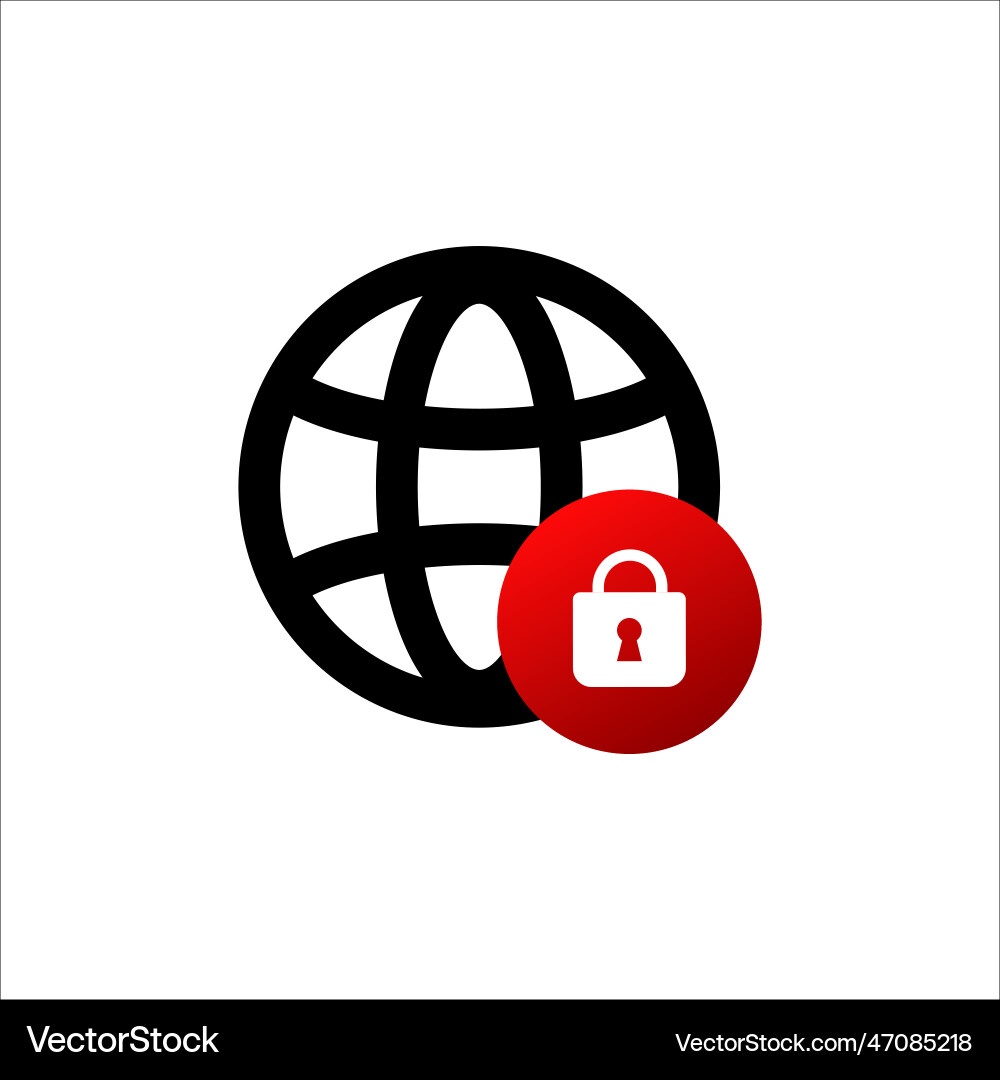 Digital planet with red padlock Vector Image