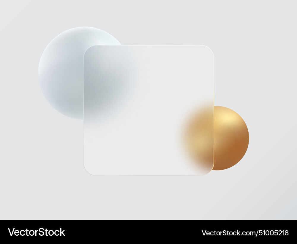 Glass morphism landing page with square frame Vector Image