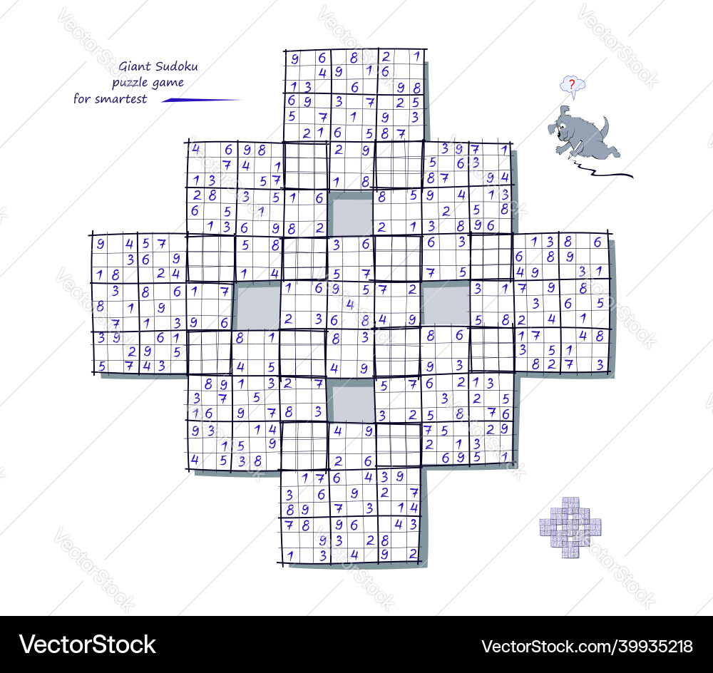 Logic game for smartest giant sudoku big size Logic game for smartest giant sudoku big size Vector Image