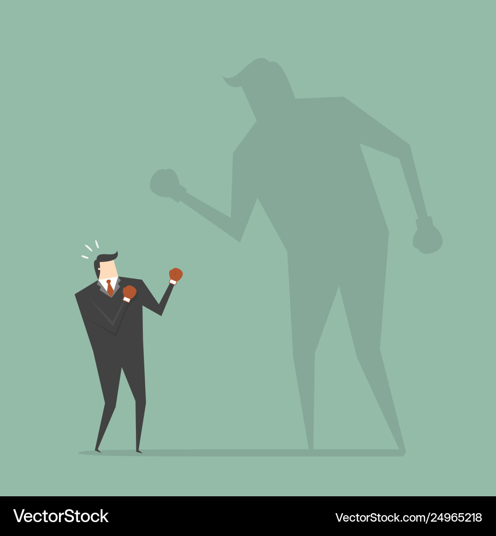 Man vs. Shadow: Self-Challenge vector image