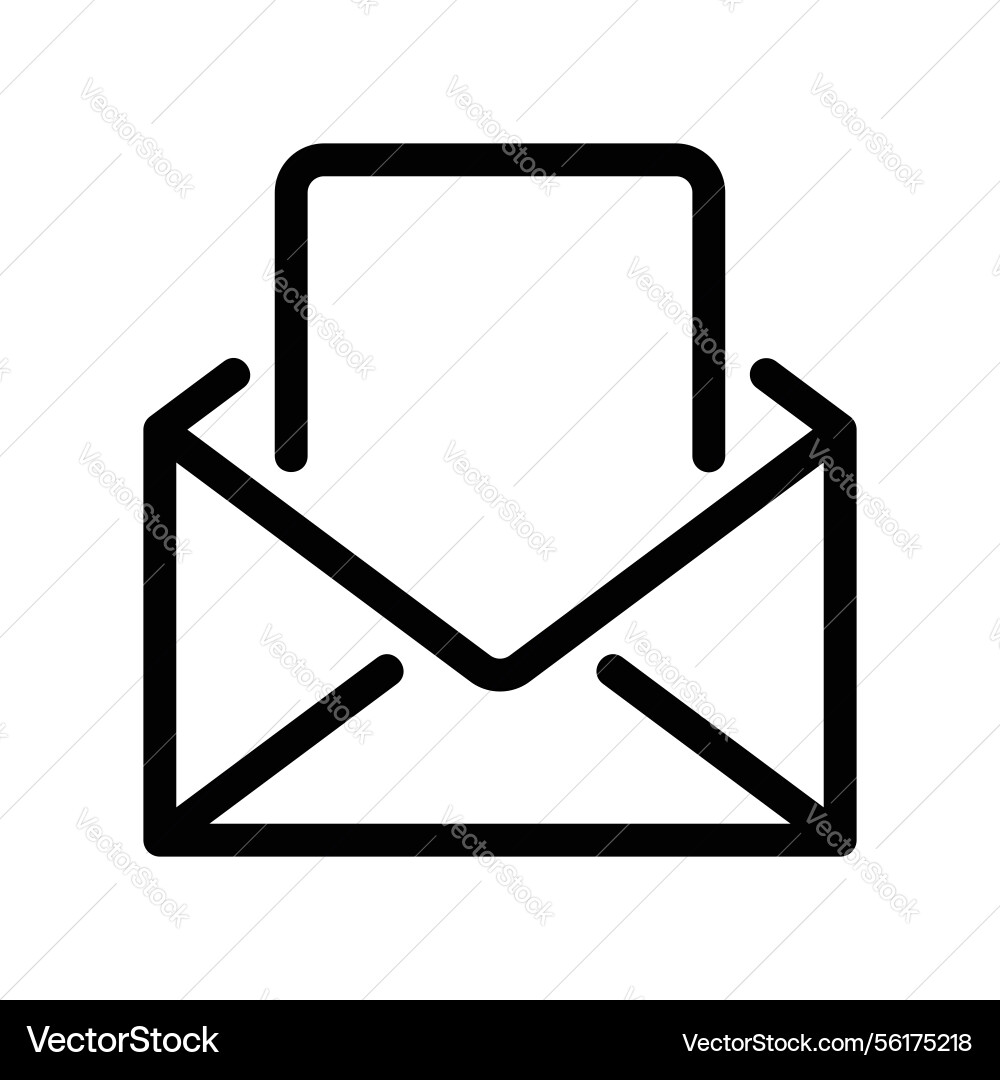 Open envelope containing a document representing vector image