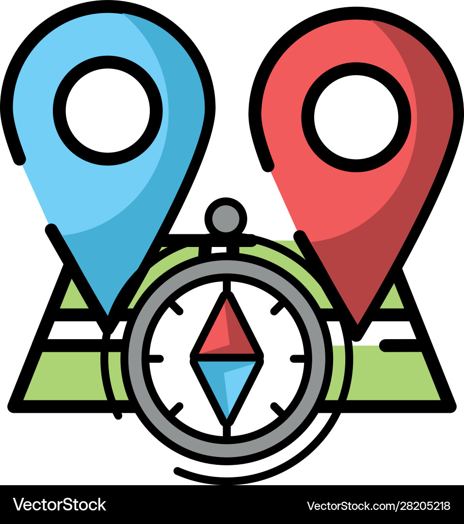 Paper map guide with pins location icon Vector Image