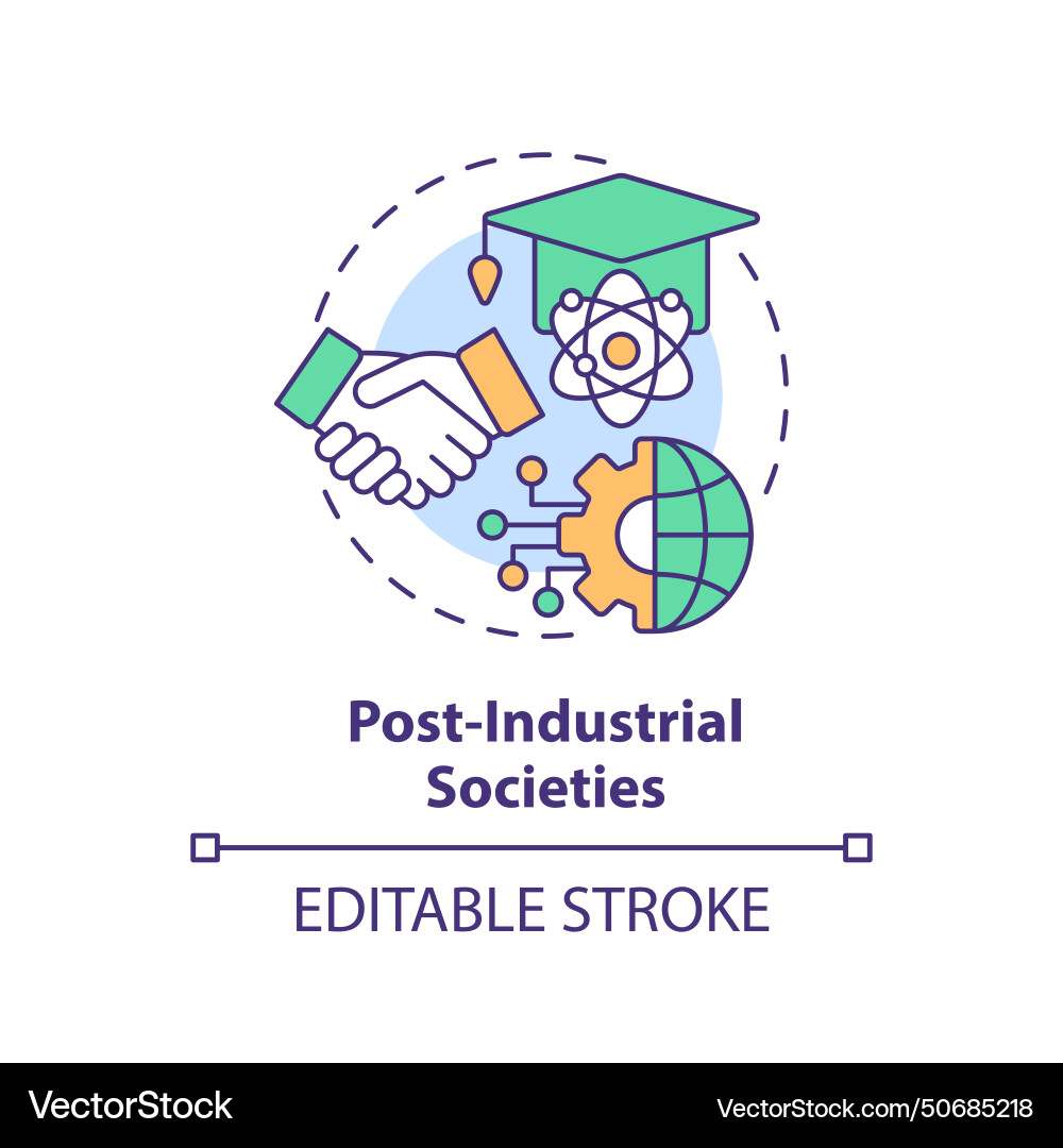 Post industrial societies multi color concept icon vector image