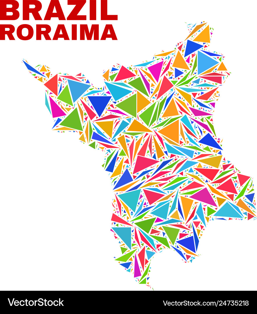 Roraima state map - mosaic color triangles Vector Image