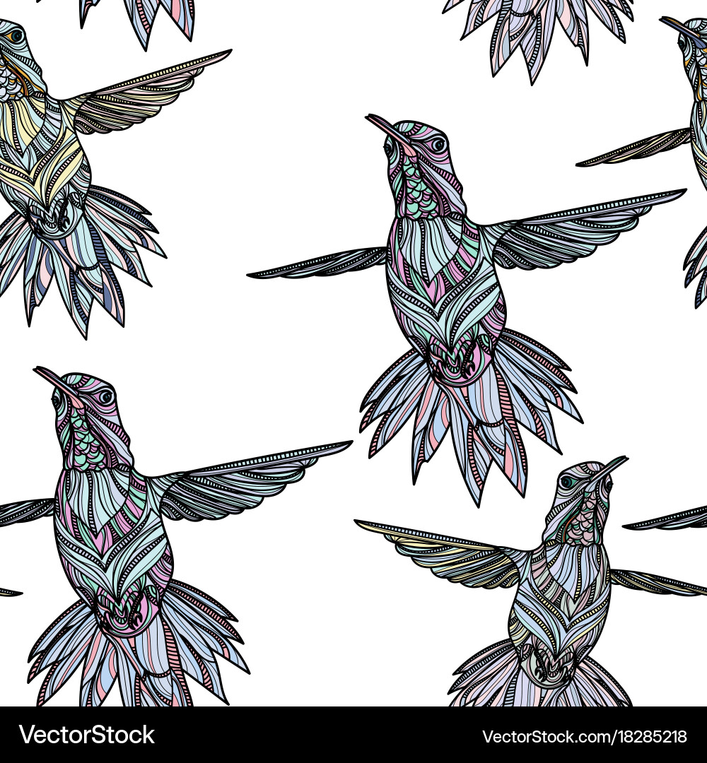 Seamless pattern with hummingbird Vector Image
