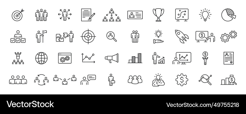 Set of 40 headhunting web icons in line style Vector Image