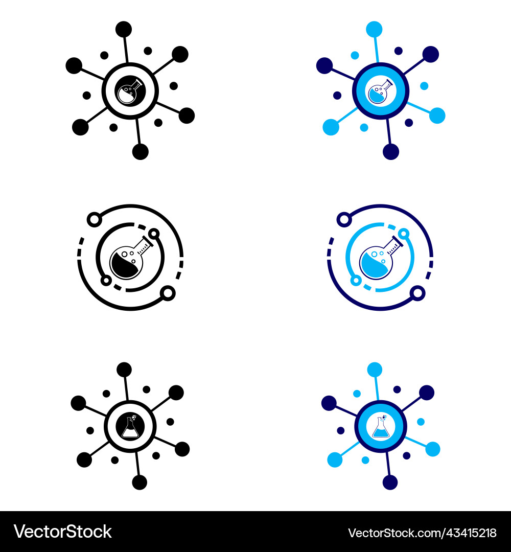 Set of lab bottle logo bulb and flask symbol Vector Image