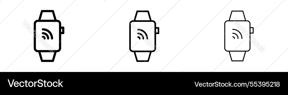 Smartwatch icons in three different stroke lines Smartwatch icons in three different stroke lines Vector Image