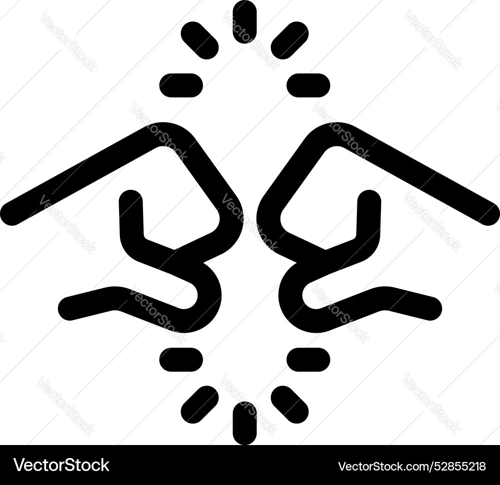 Two hands pressing together creating spark Two hands pressing together creating spark Vector Image