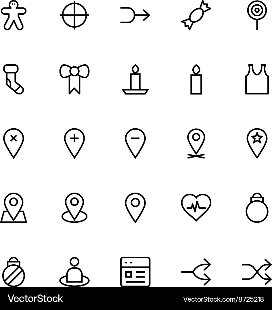 User Interface Line Icons - Location & Navigation vector image