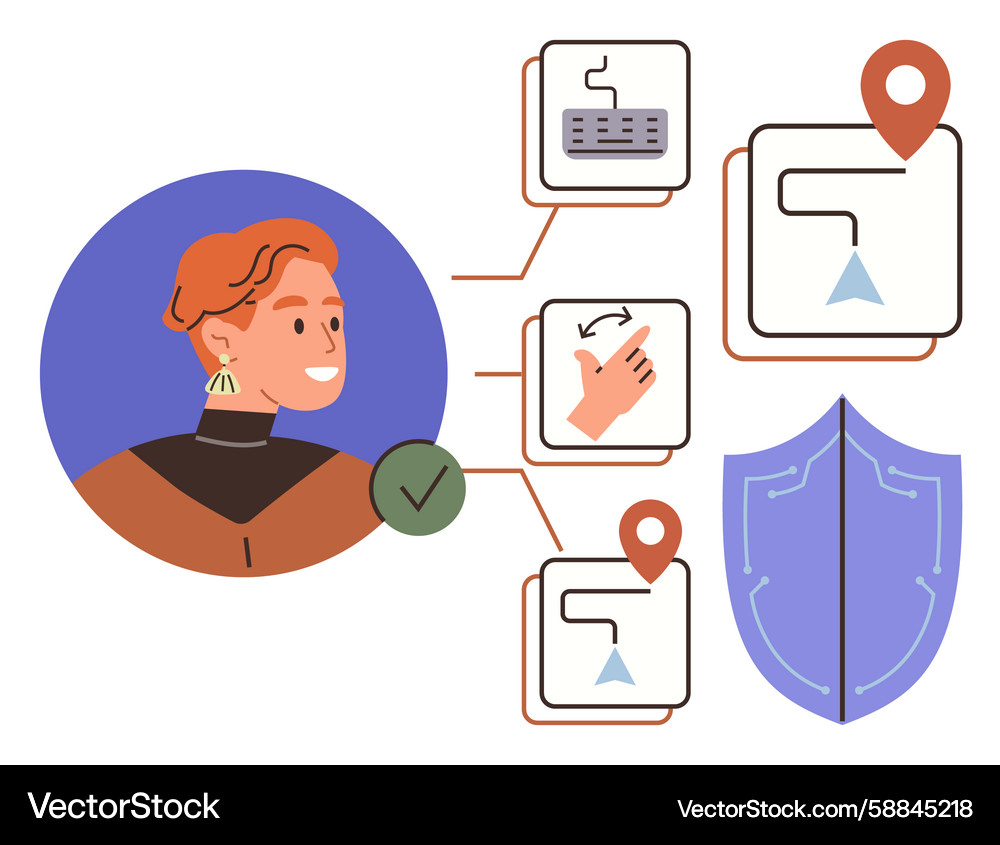 User navigating digital processes with security User navigating digital processes with security Vector Image