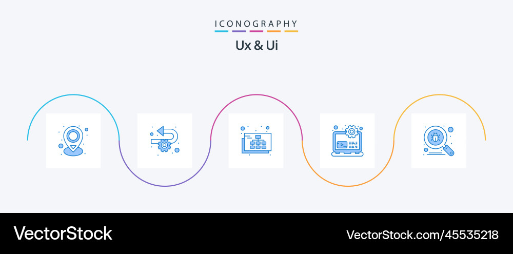 Ux and ui blue 5 icon pack including scan setting vector image