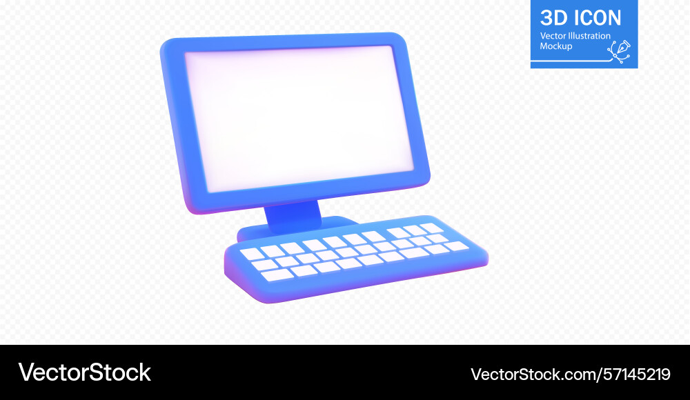 3d of a desktop computer vector image