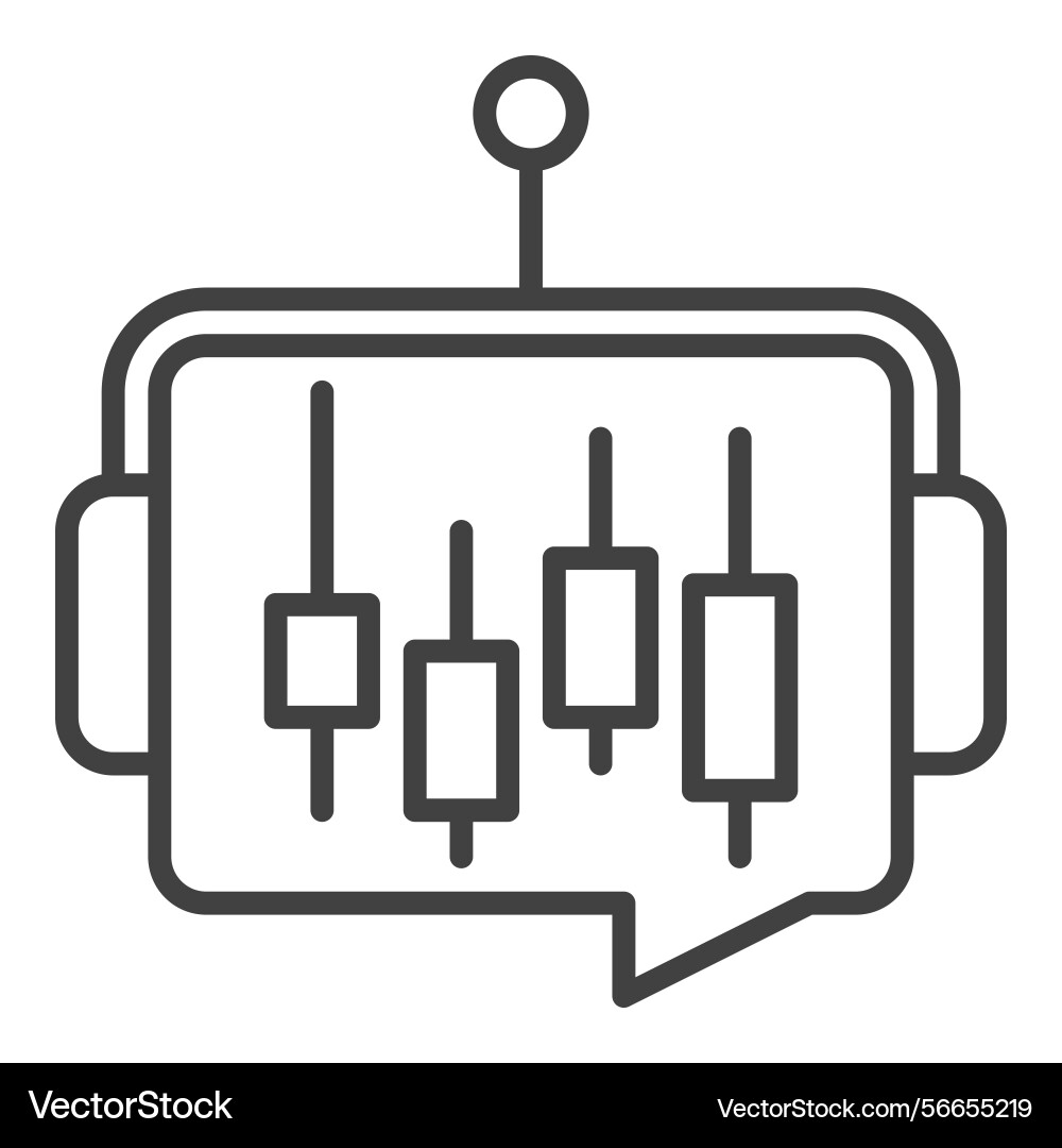Ai trading bot with candlestick chart thin line Ai trading bot with candlestick chart thin line vector image