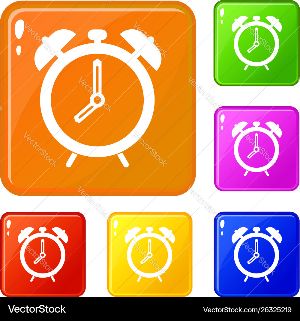 Alarm clock icons set color Vector Image