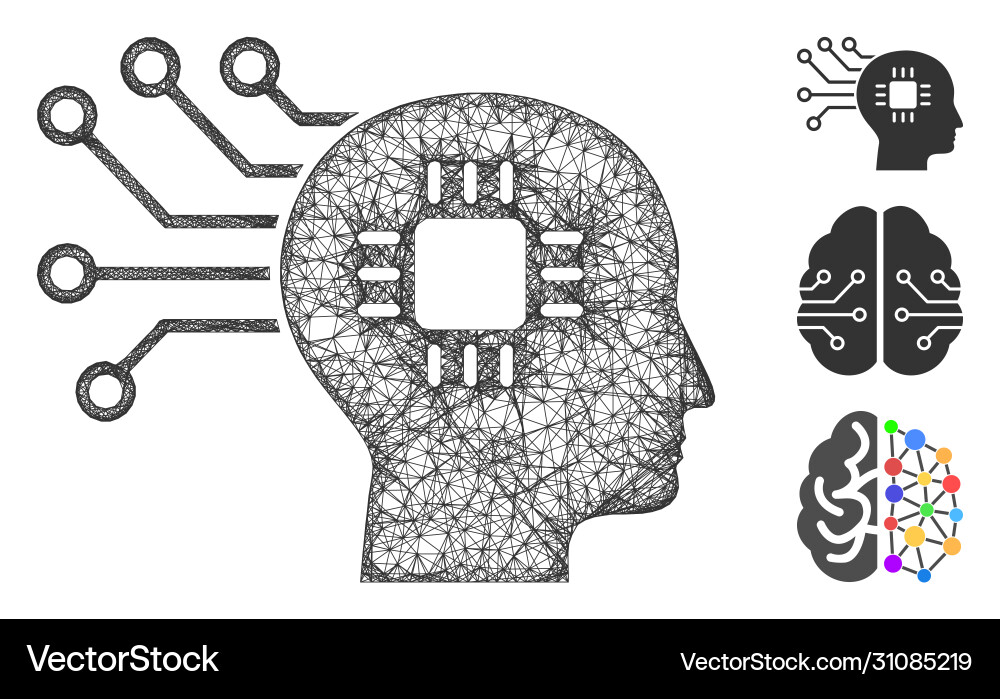 Brain circuit polygonal web mesh Vector Image