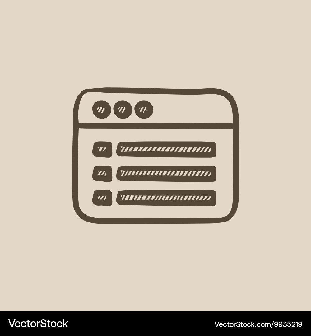 Browser window with folder contents sketch icon vector image
