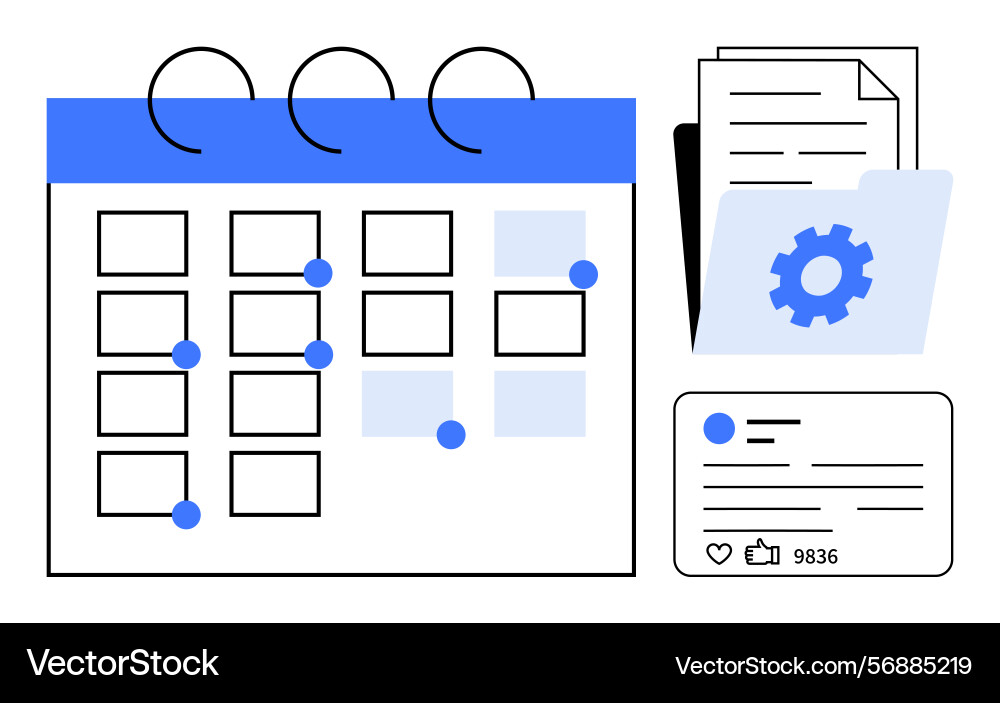 Calendar with notes documents in folder Calendar with notes documents in folder Vector Image