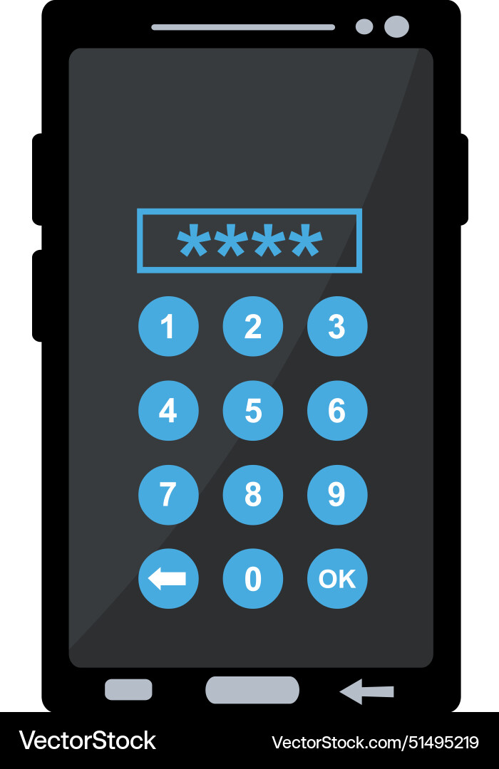 Cellphone numeric keyboard password security Vector Image