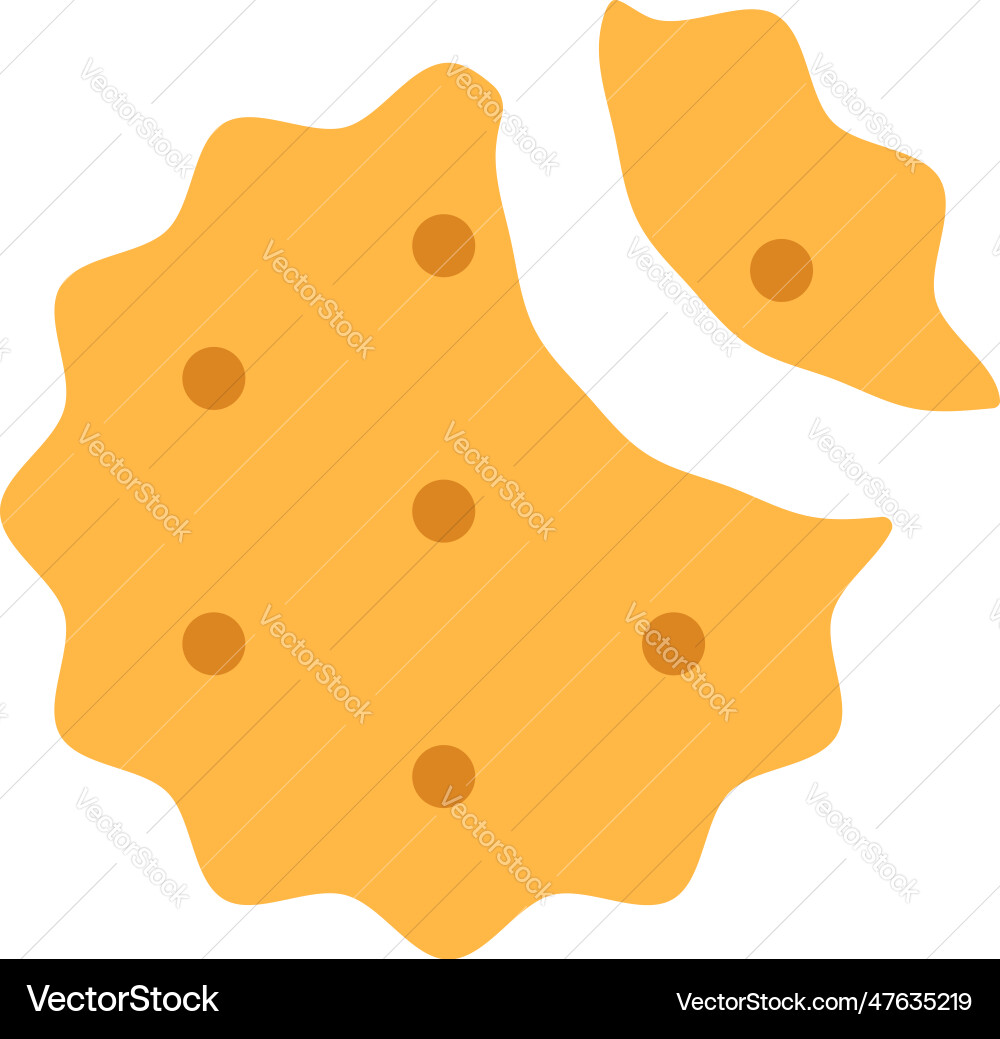 Crispy round cheese cracker with missing bite Vector Image