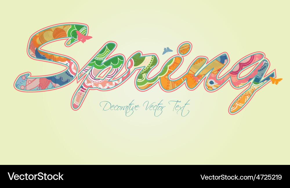 Decorative spring text with transparency Vector Image
