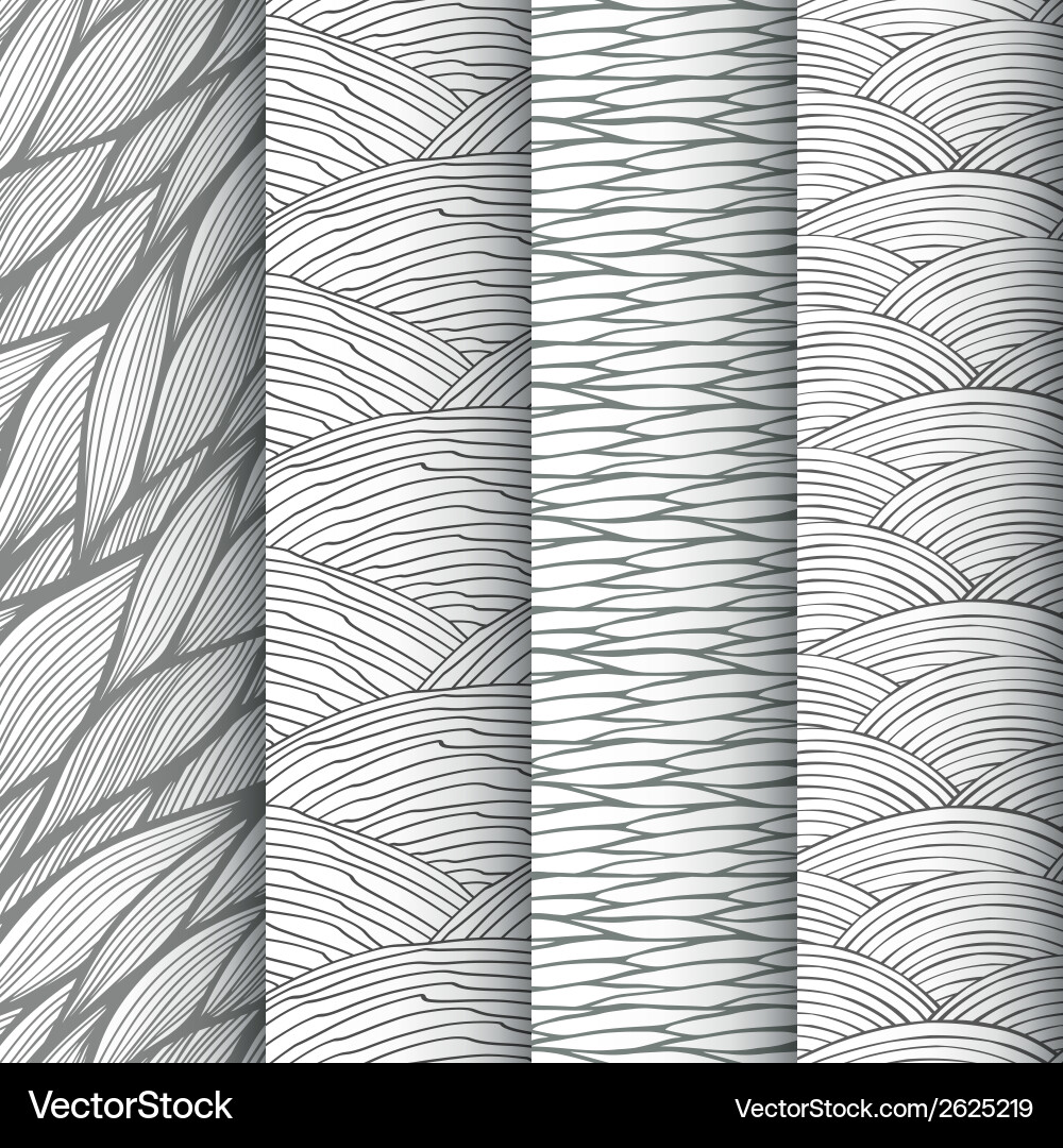 Decorative waves seamless patterns set Vector Image