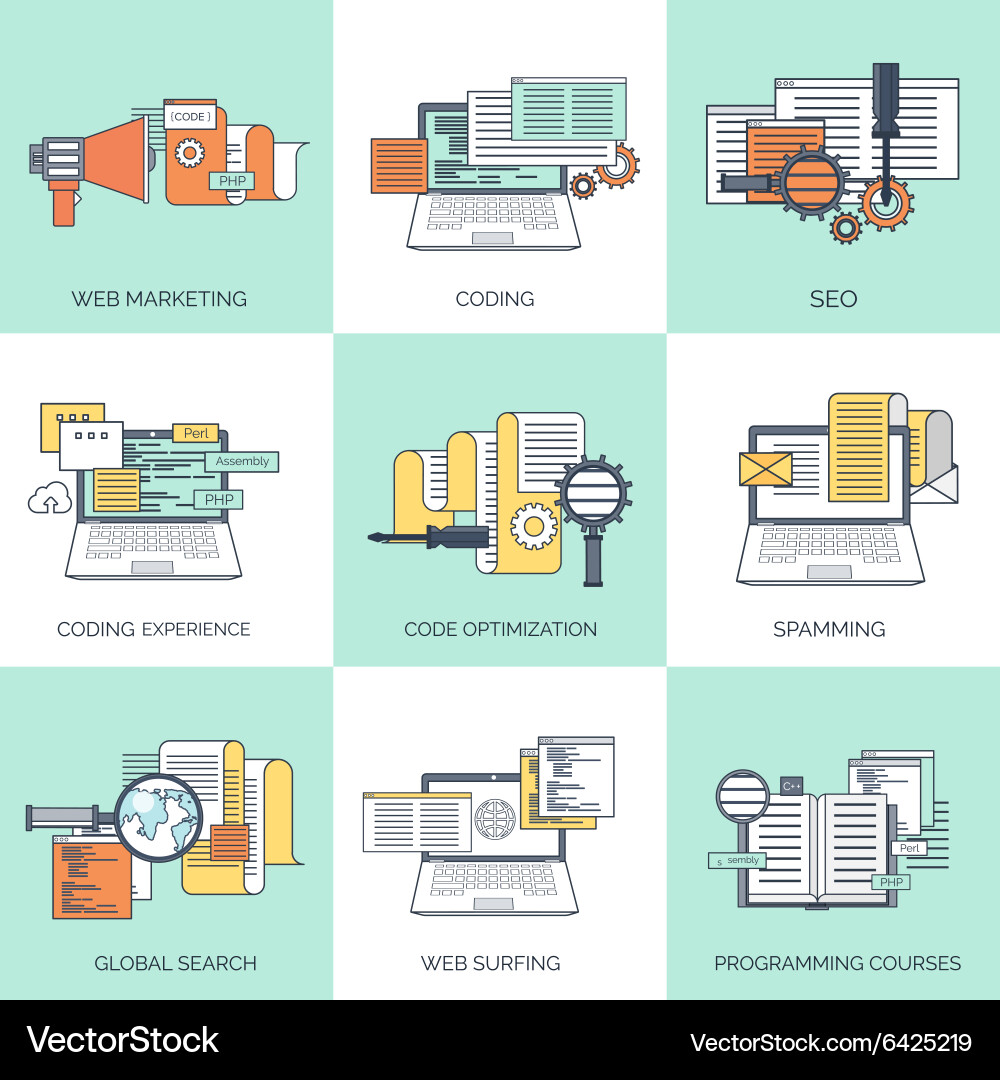 Flat computing background Vector Image
