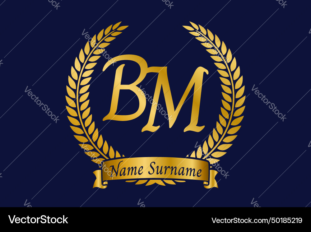 Initial letter b and m bm monogram logo design vector image