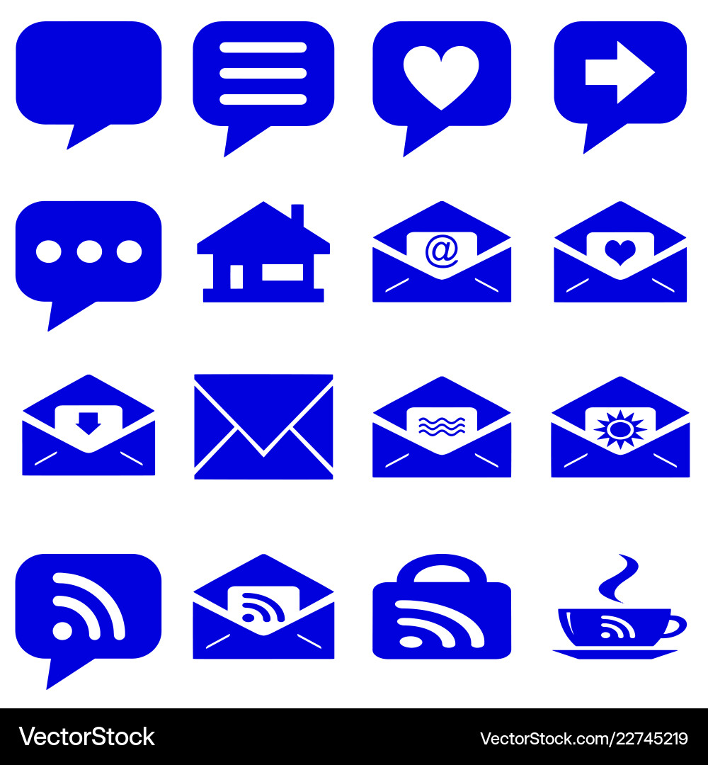 Internet icons set - website blue buttons vector image