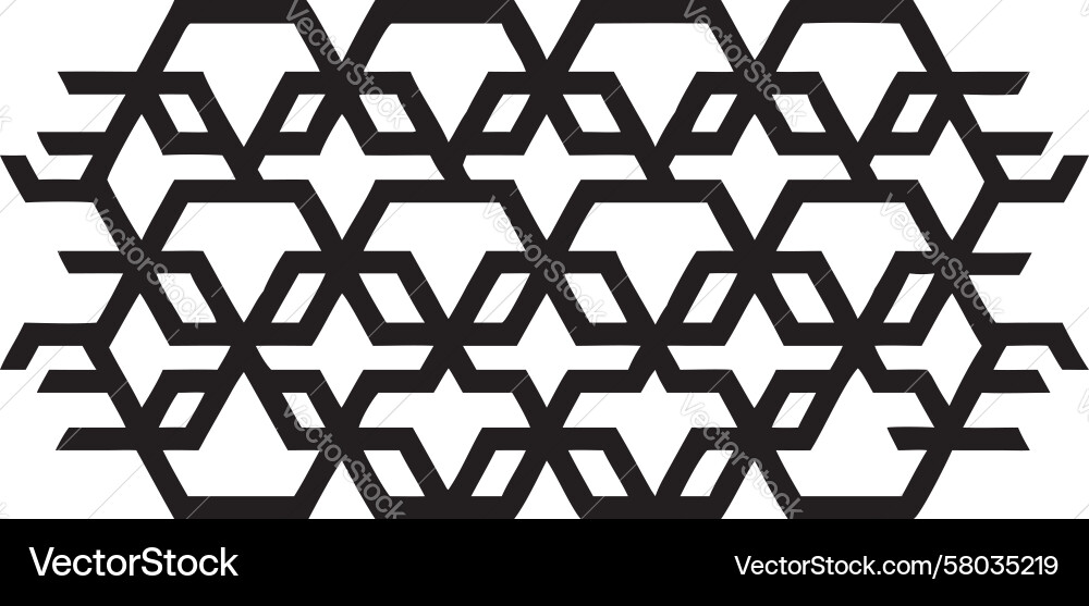 Intricate Black and White Hexagonal Pattern Vector Image