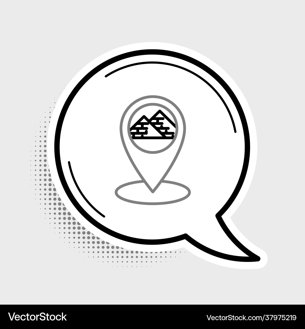 Line map pointer with egypt pyramids icon isolated Line map pointer with egypt pyramids icon isolated vector image