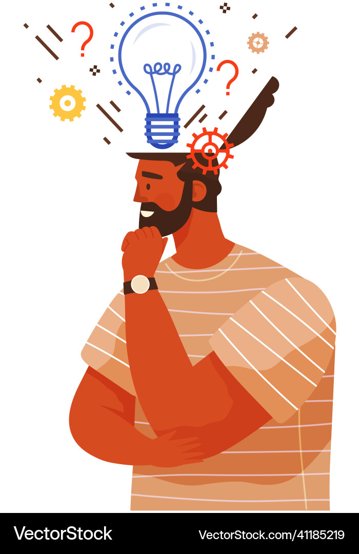 Man creates new idea solves issues violent brain Man creates new idea solves issues violent brain vector image