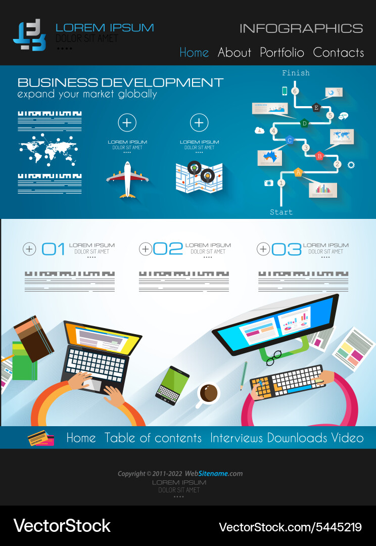 Modern website template with flat style vector image