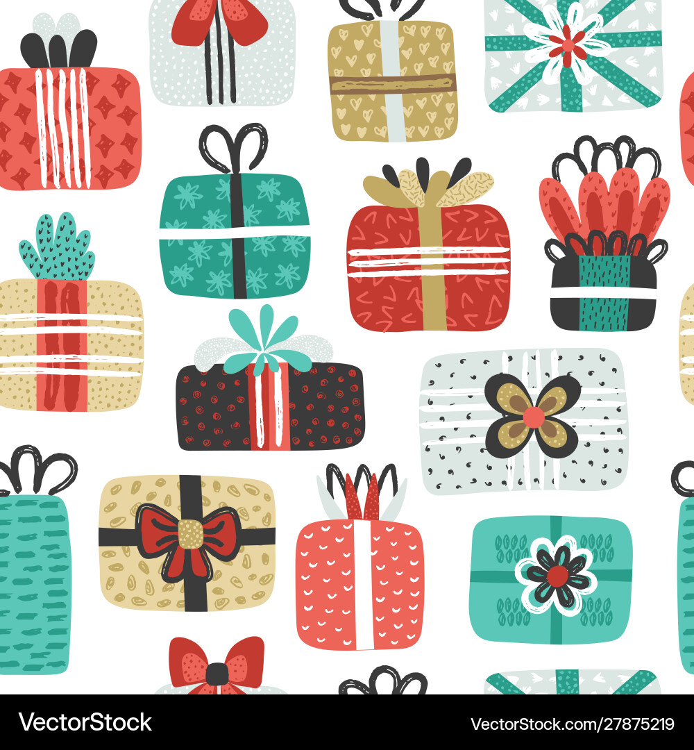 Seamless pattern with different textured gift Vector Image