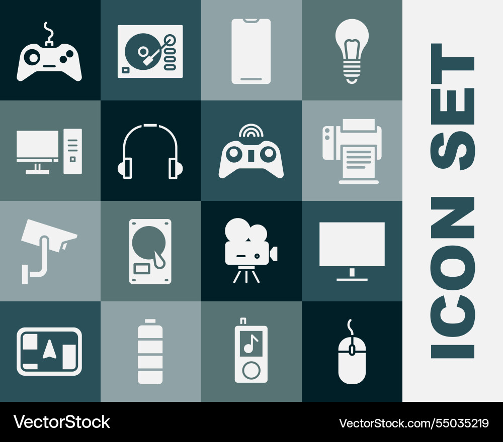 Set computer mouse monitor screen printer Set computer mouse monitor screen printer vector image