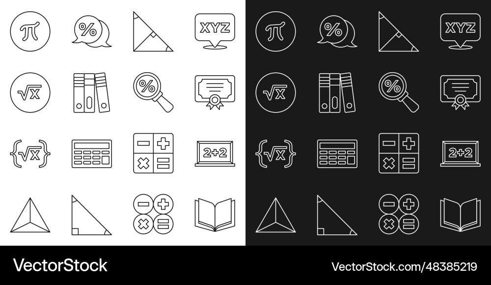 Set line open book chalkboard certificate Vector Image