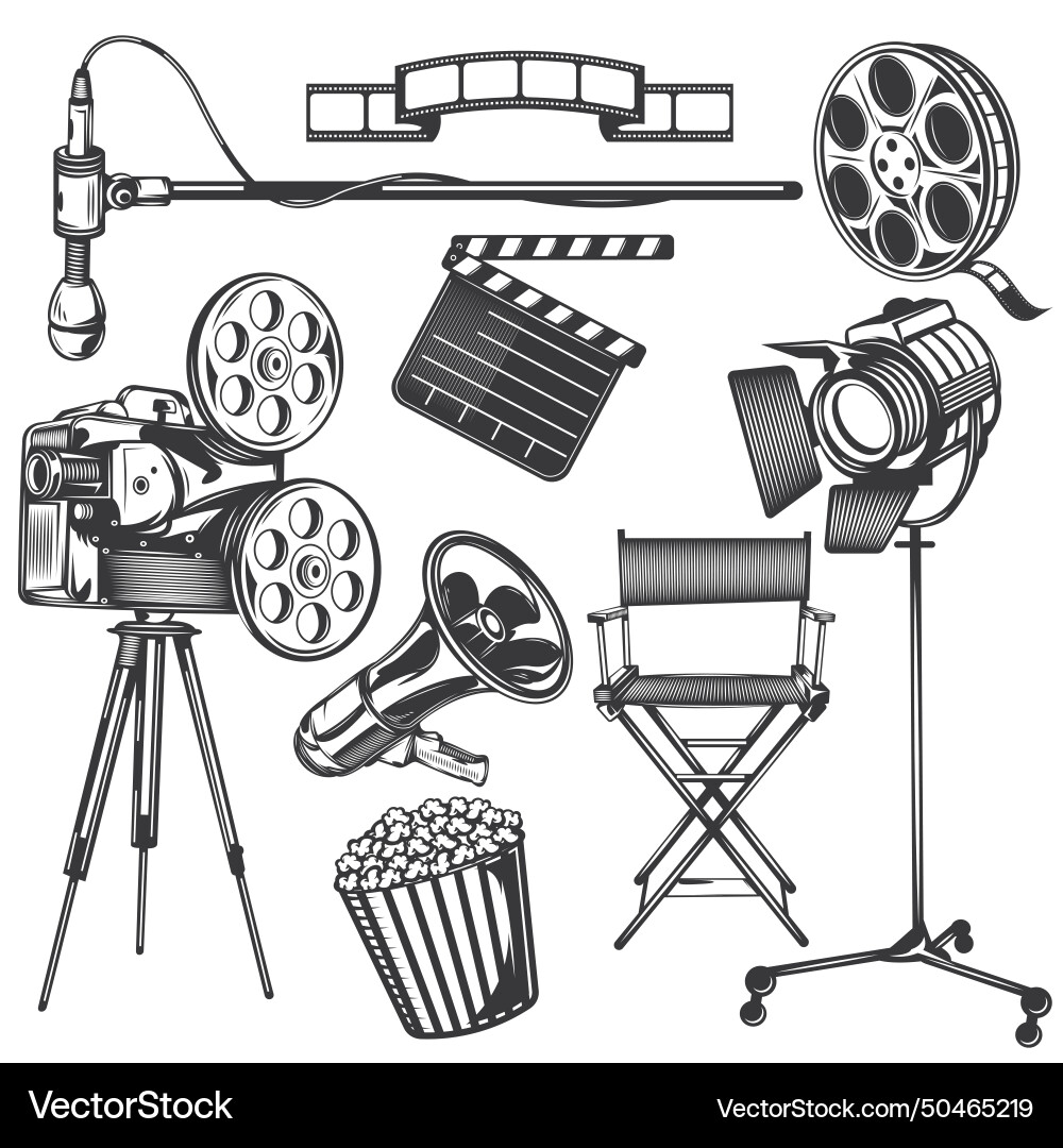 Set of cinema elements for creating your own Set of cinema elements for creating your own Vector Image