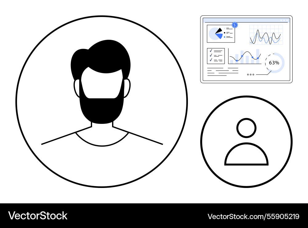 User profile with dashboard analytics User profile with dashboard analytics vector image