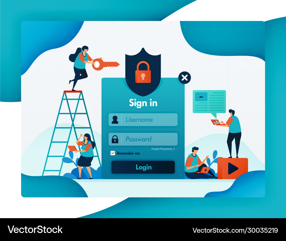 Website login template for protecting user Website login template for protecting user Vector Image