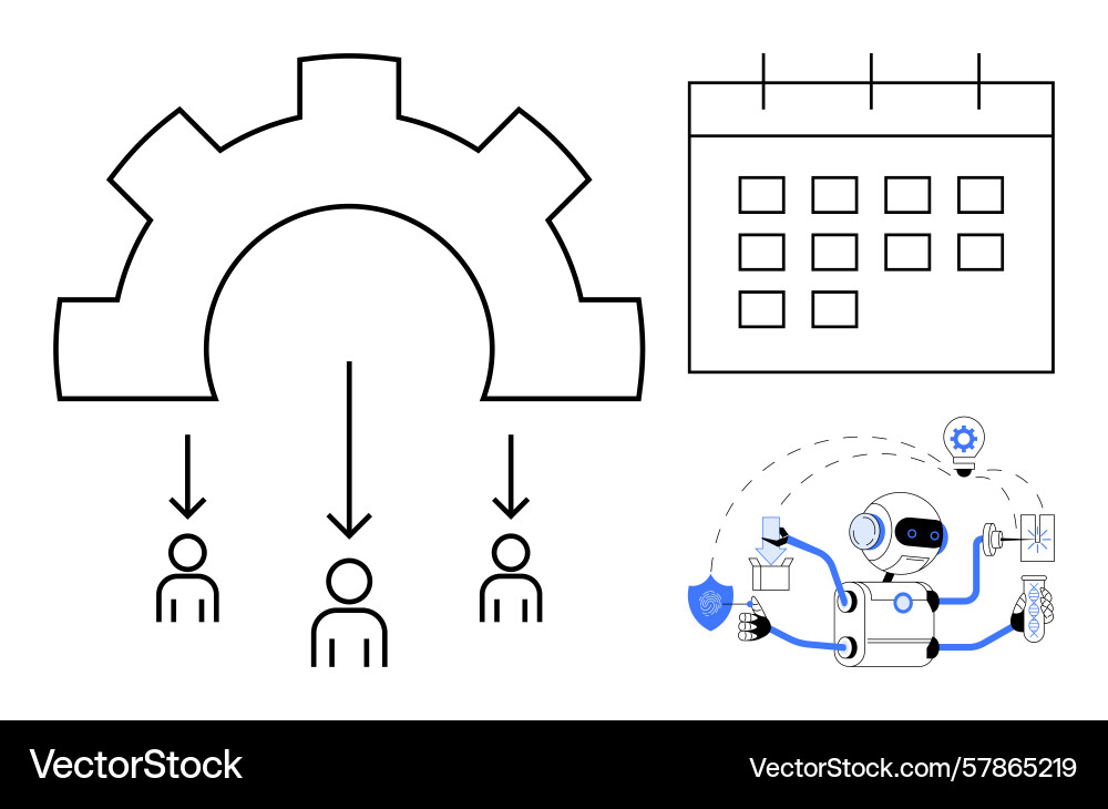 Workflow Automation und Aufgabenplanung mit ai Vektorbild