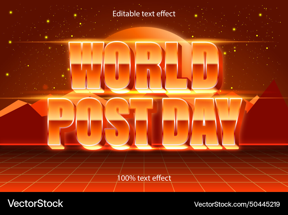 World post day editable text effect retro style Vector Image