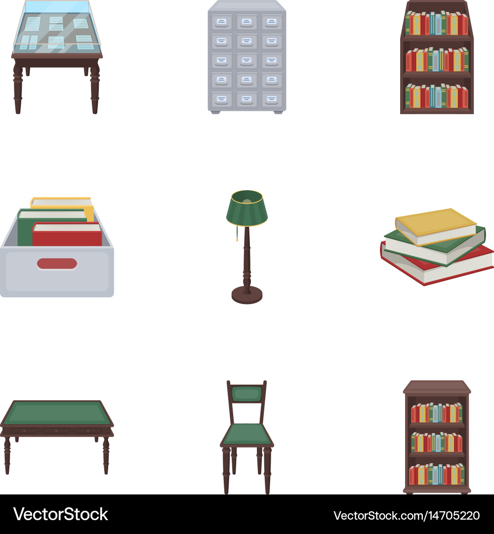 A set of icons with books seth about the library Vector Image