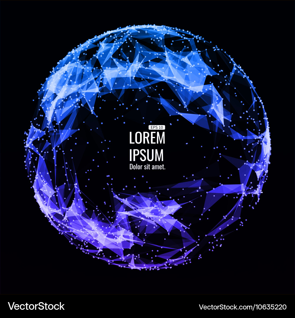 Abstract 3d illuminated distorted mesh sphere Vector Image