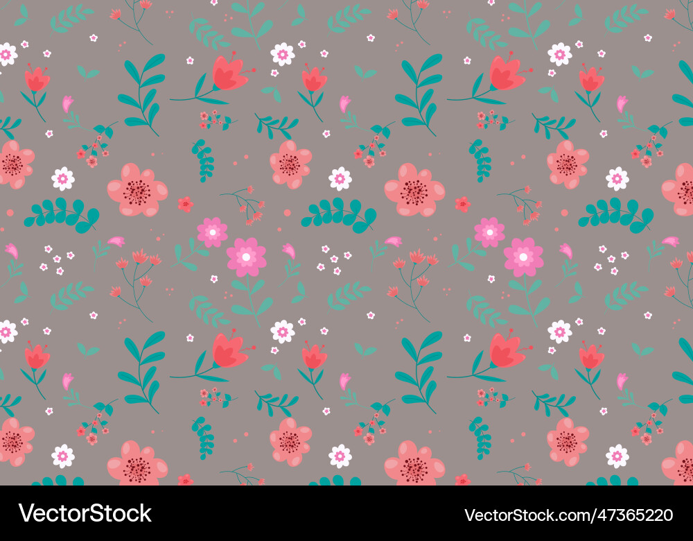 Abstract flat hand draw floral pattern background Vector Image
