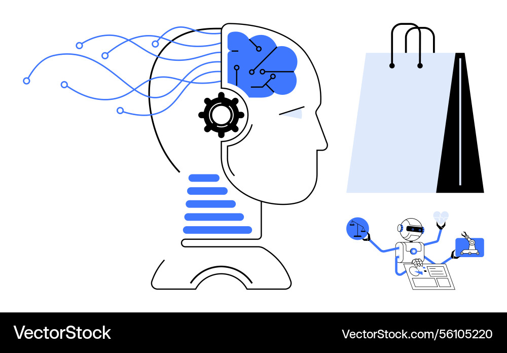 Ai integration in e-commerce and decision-making Ai integration in e-commerce and decision-making vector image
