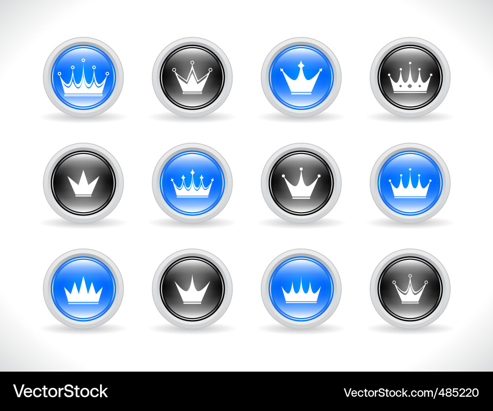 Buttons for web with crowns Vector Image