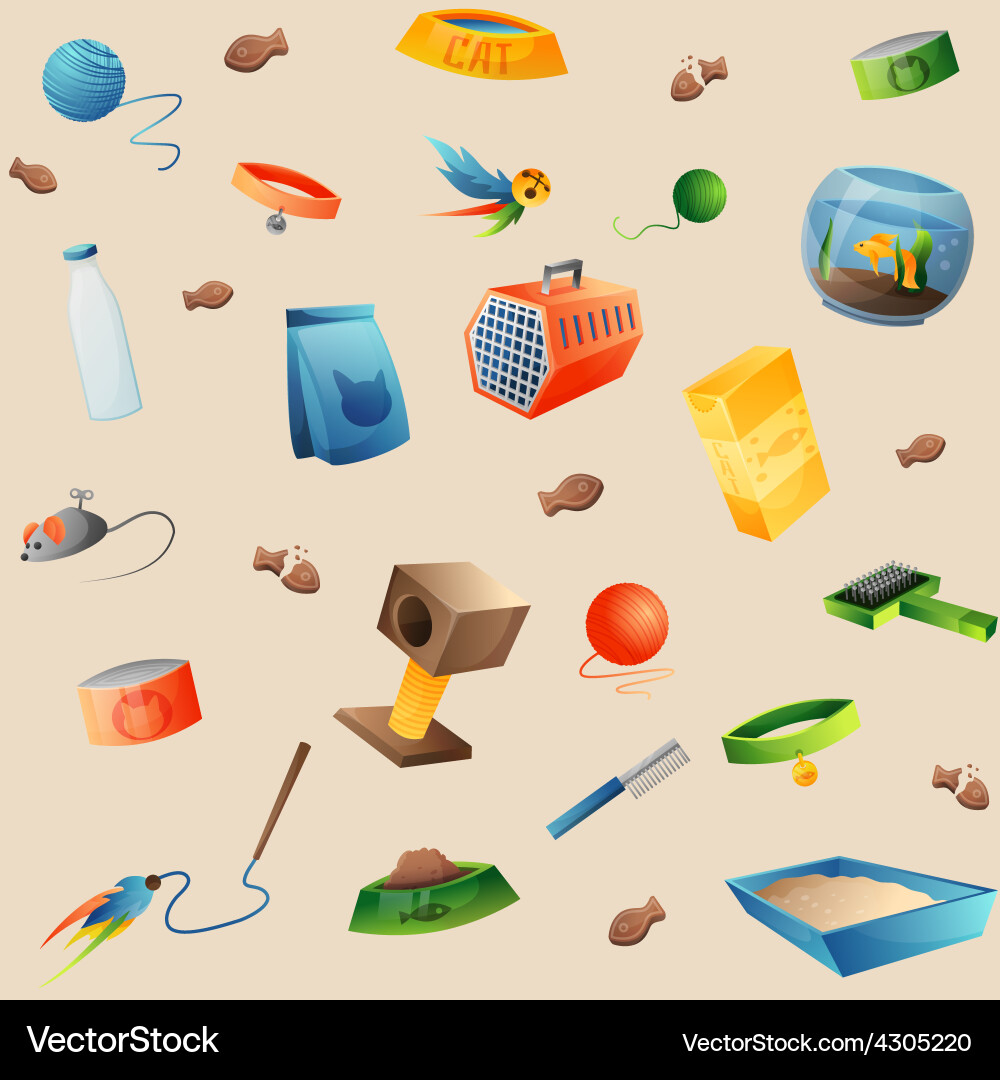 Cat stuff seamless pattern Vector Image