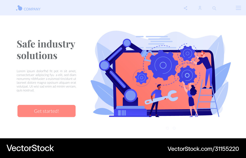 Collaborative robotics concept landing page Collaborative robotics concept landing page Vector Image