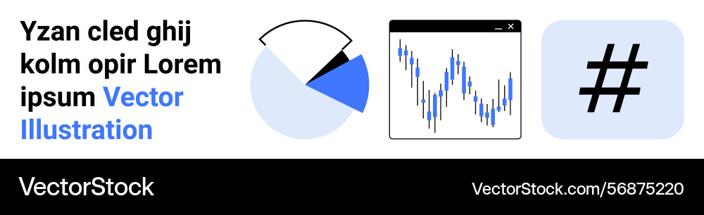 Data analysis elements with pie chart line graph vector image